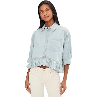 Free People Bailey Denim Shirt light tint wash