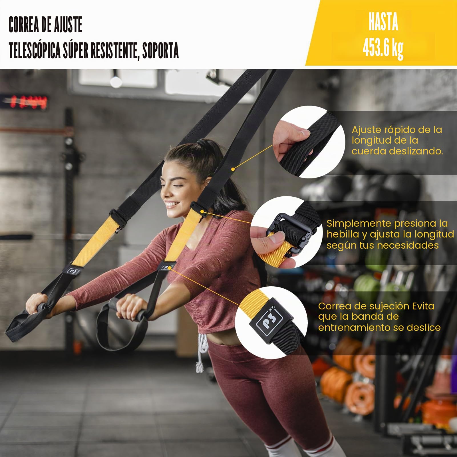 Sling Trainer Sistema de entrenamiento en suspensión para todo el cuerpo Correas de fitness portátiles Bandas de ejercicio de alta resistencia para gimnasio en casa