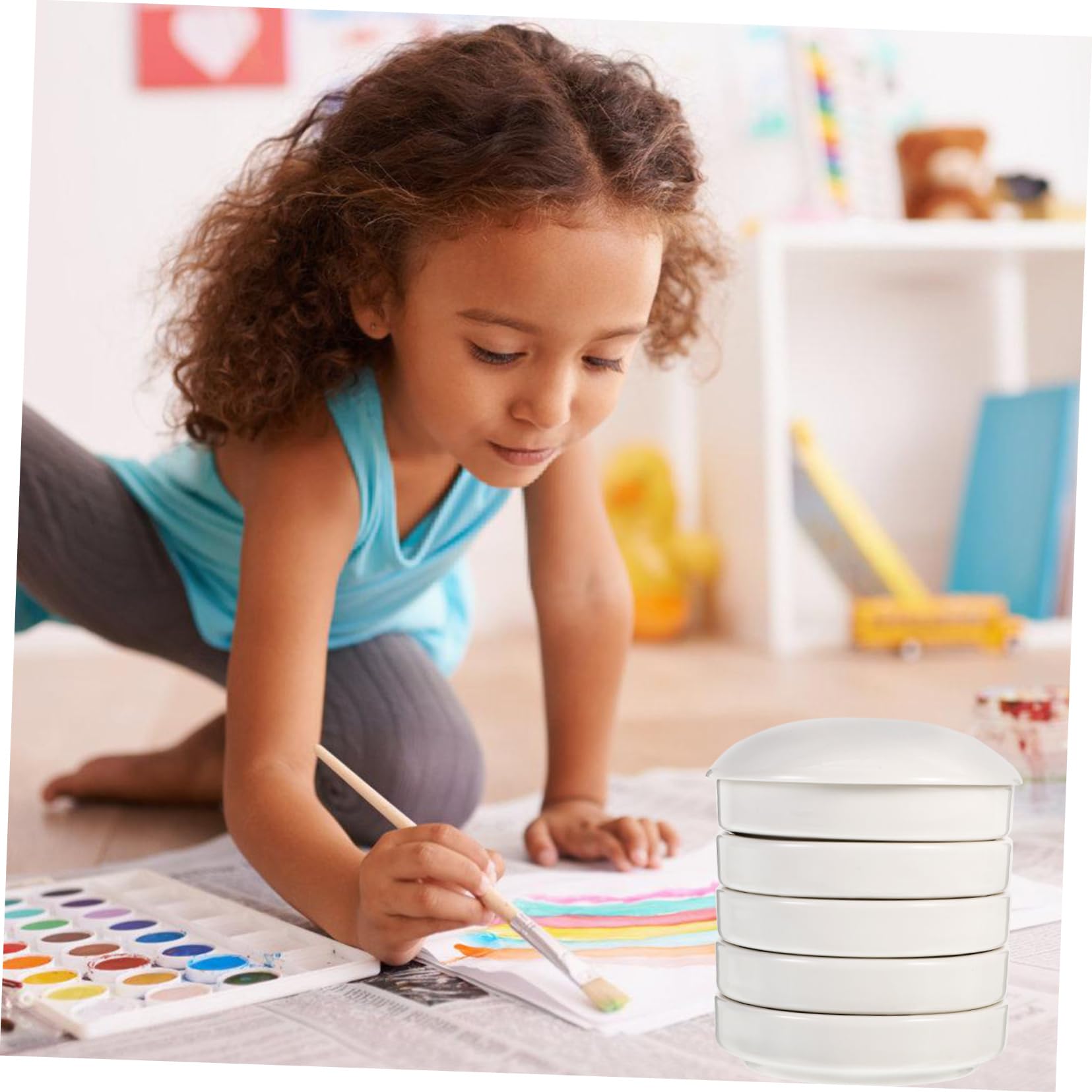 LALAFINA 1ensemble Palette De Mélange Céramique Couches pour Peinture Aquarelle Accessoire Pratique pour Artistes Et Étudiants