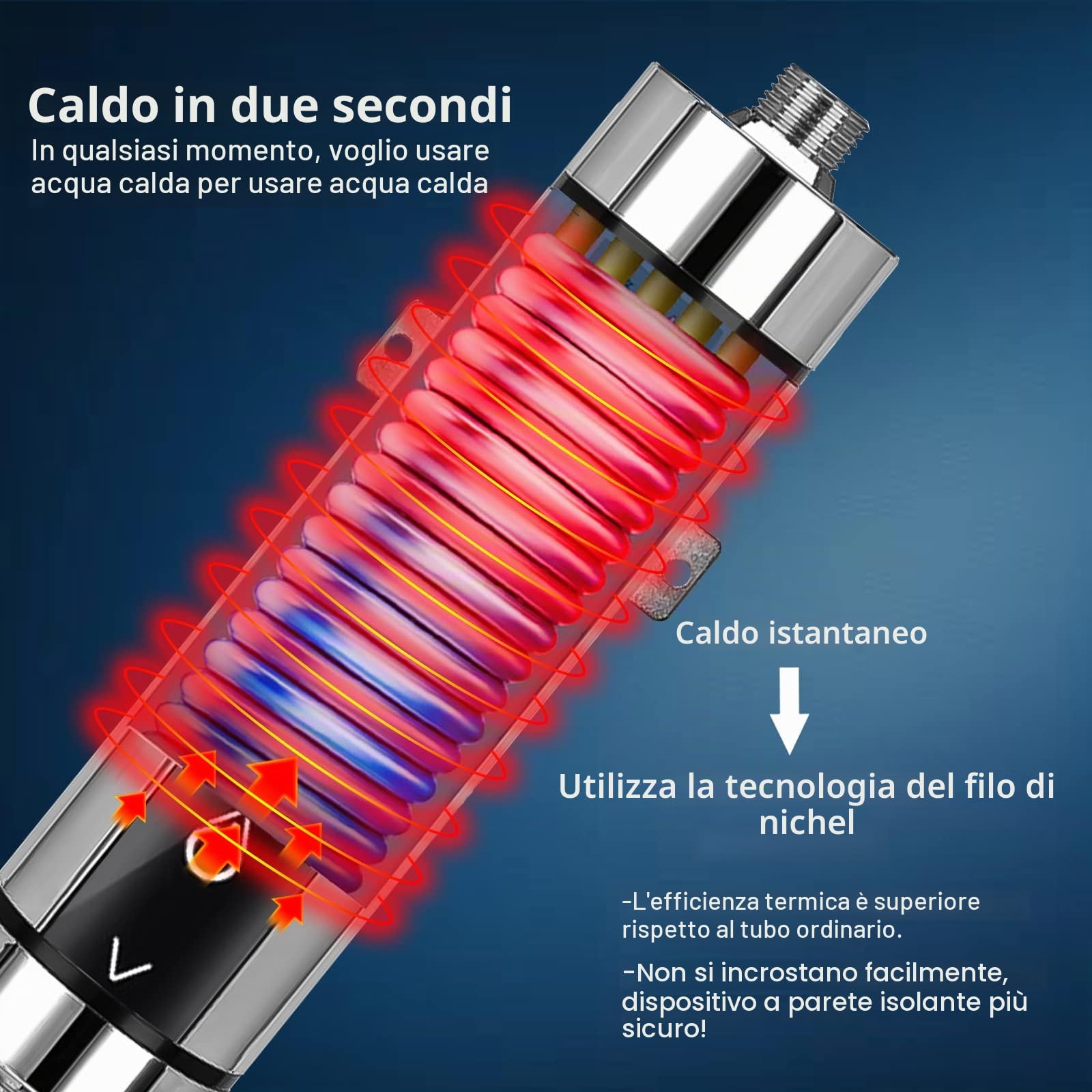 Mini Scaldacqua Istantaneo, Scaldabagno Elettrico Istantaneo Riscaldamento dell'acqua Tankless per Bagno Cucina, Display della Temperatura a LED, 220 V, 3500 W (argento)