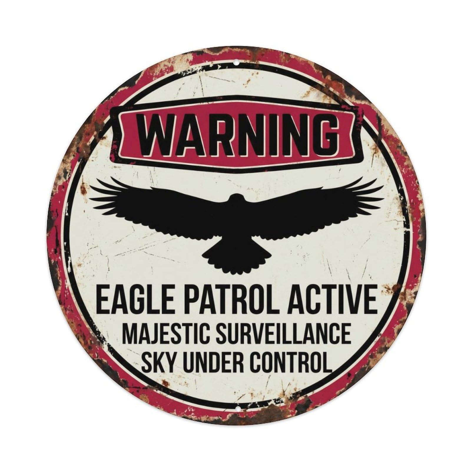 Fqcyn Style Dramatic Eagle Freedom Patrol Metal Tin Sign Plaque Wall Decor For Cafe, Club Bar, Office, Home Garden Round Metal Poster 8X8inch