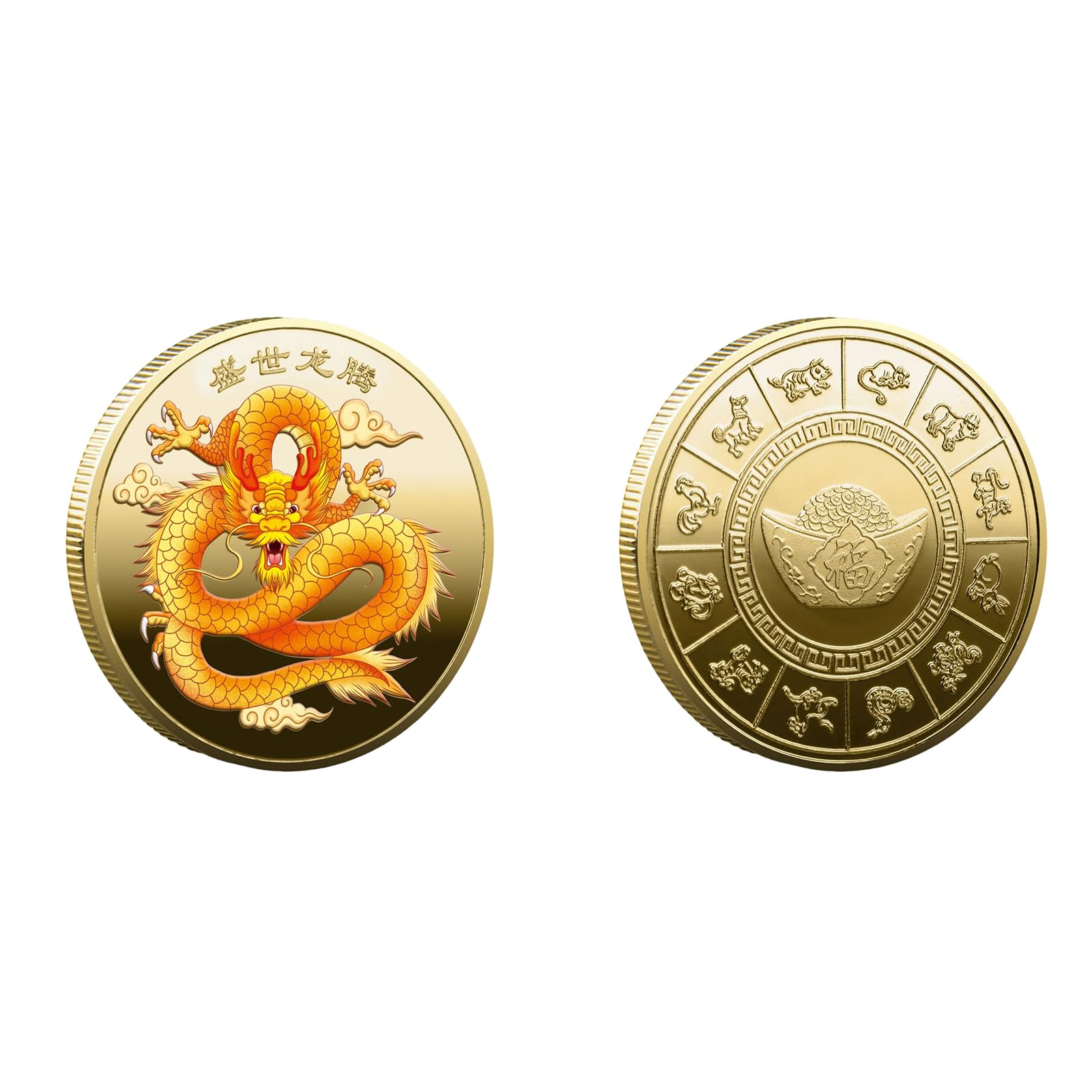 Tsophreniq Chineses New Year Dragon Commemorative Mascots Souvenir 2024 Dragon Year Decor Collectible Plated