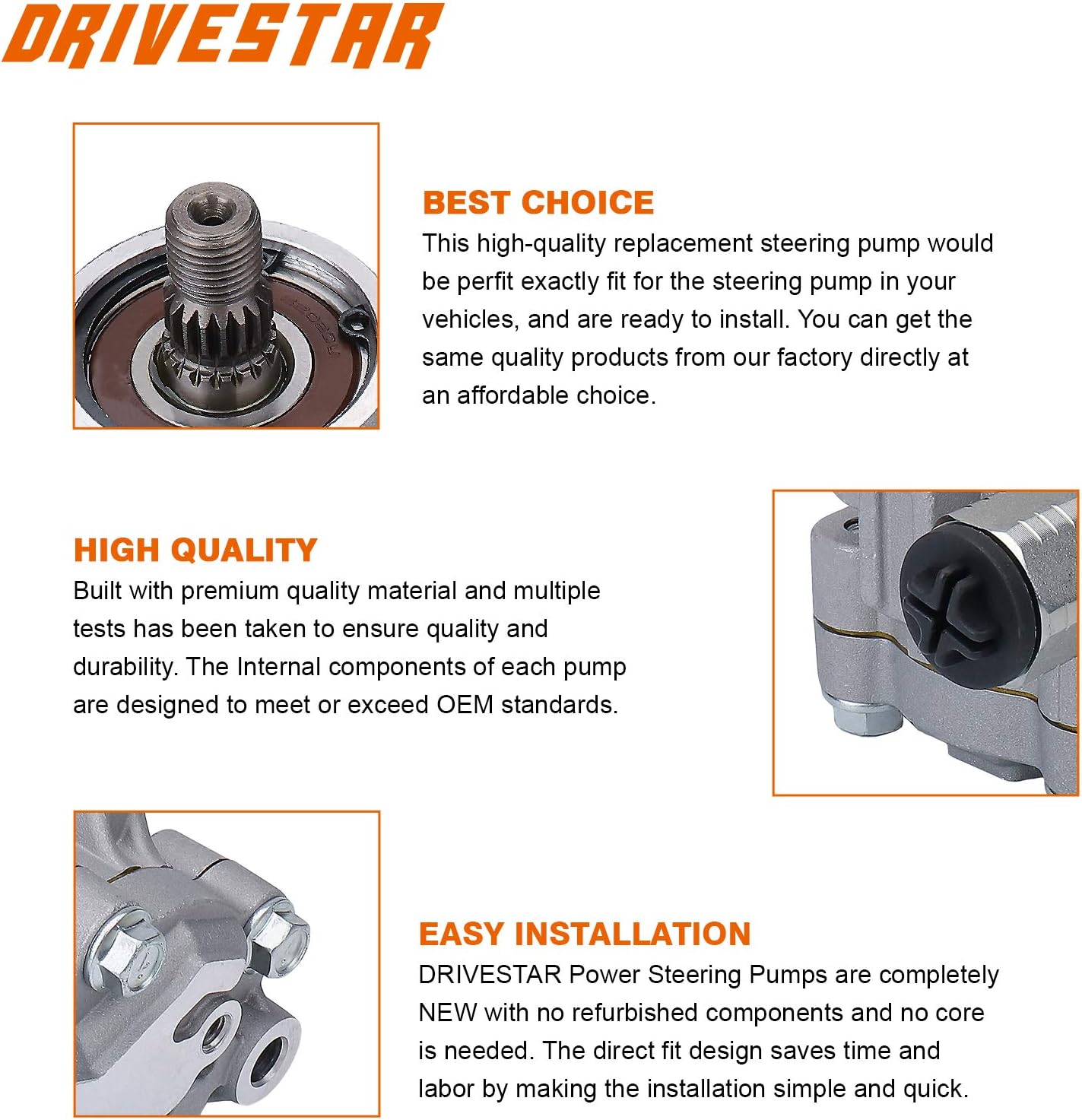 DRIVESTAR 21-5219 Power Steering Pump for Nissan 1999-2004 Frontier 3.3L V6/ 2000-2004 Xterra 3.3L V6/ 99-4 Frontier, 00-04 Xterra, OE-Quality