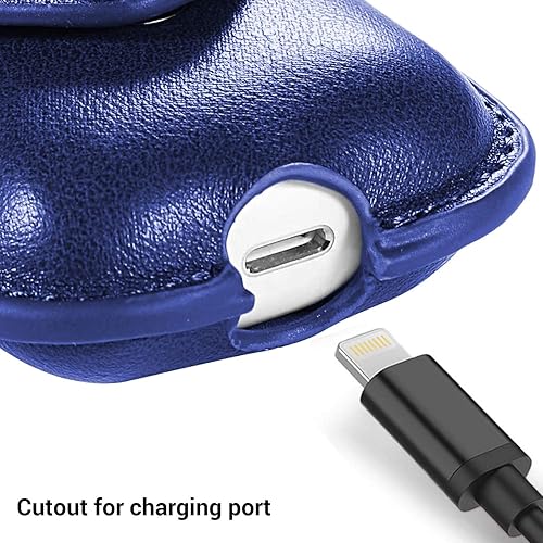 Miniatura 3 de CoreLife Funda para AirPods, funda de piel delgada protectora suave para Apple AirPods 1 y 2 funda de carga con llavero (azul)