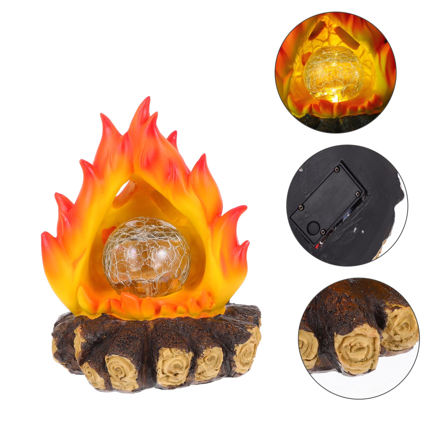 DOITOOL Solarbetriebene und Wetterfestem Flammeneffekt Realistischem Design mit Kunstharz Lampe für Weihnachts und Halloweenparty im Dekoration Außenbereich