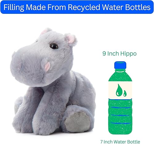 Miniatura 10 de The Petting Zoo Peluche hipopótamo, regalos para niños, animales salvajes del zoológico Onez, juguete de peluche hipopótamo de 9 pulgadas