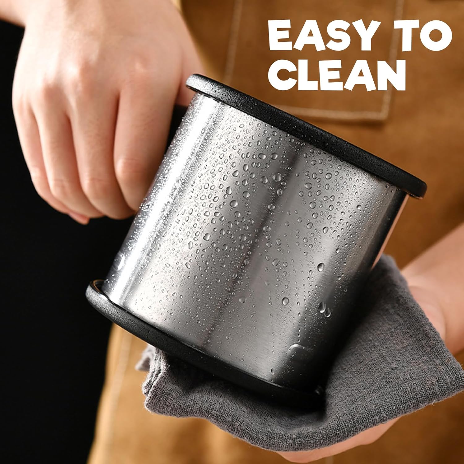 Flour Sieve Stainless Steel Powdered Sugar Shaker Double Flour Shaker Flour Sieve Single Hand Dust Sugar Mill with Base Cover for Flour, Sugar, Cinnamon, Spice Powder