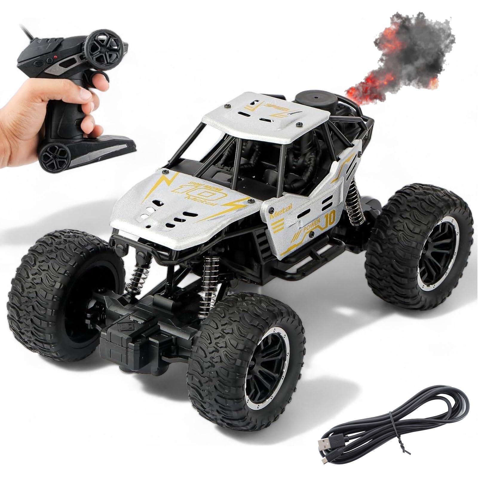 See full amazon price history chart for KID KRAZE Remote Control Car for Kids with Mist Smoke Effect 2 WD Monster Truck Rock Crawler Climbing RC Toy Vehicle Car - Silver KID KRAZE Remote Control Car for Kids with Mist Smoke Effect 2 WD Monster Truck Rock Crawler Climbing RC Toy Vehicle Car - Silver (B0D929TVVG) Amazon Price History, Amazon Price Tracker