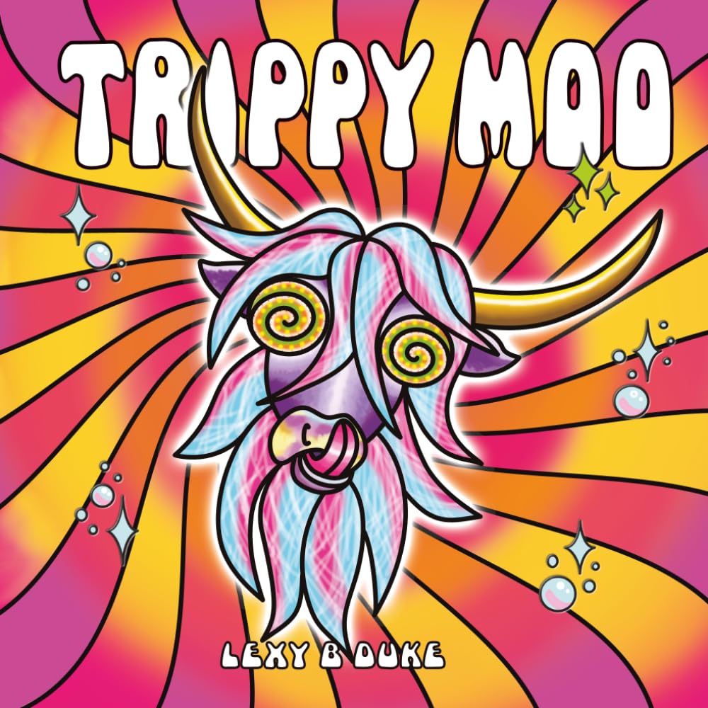 Trippy Moo: A relaxing psychedelic coloring book for adults.