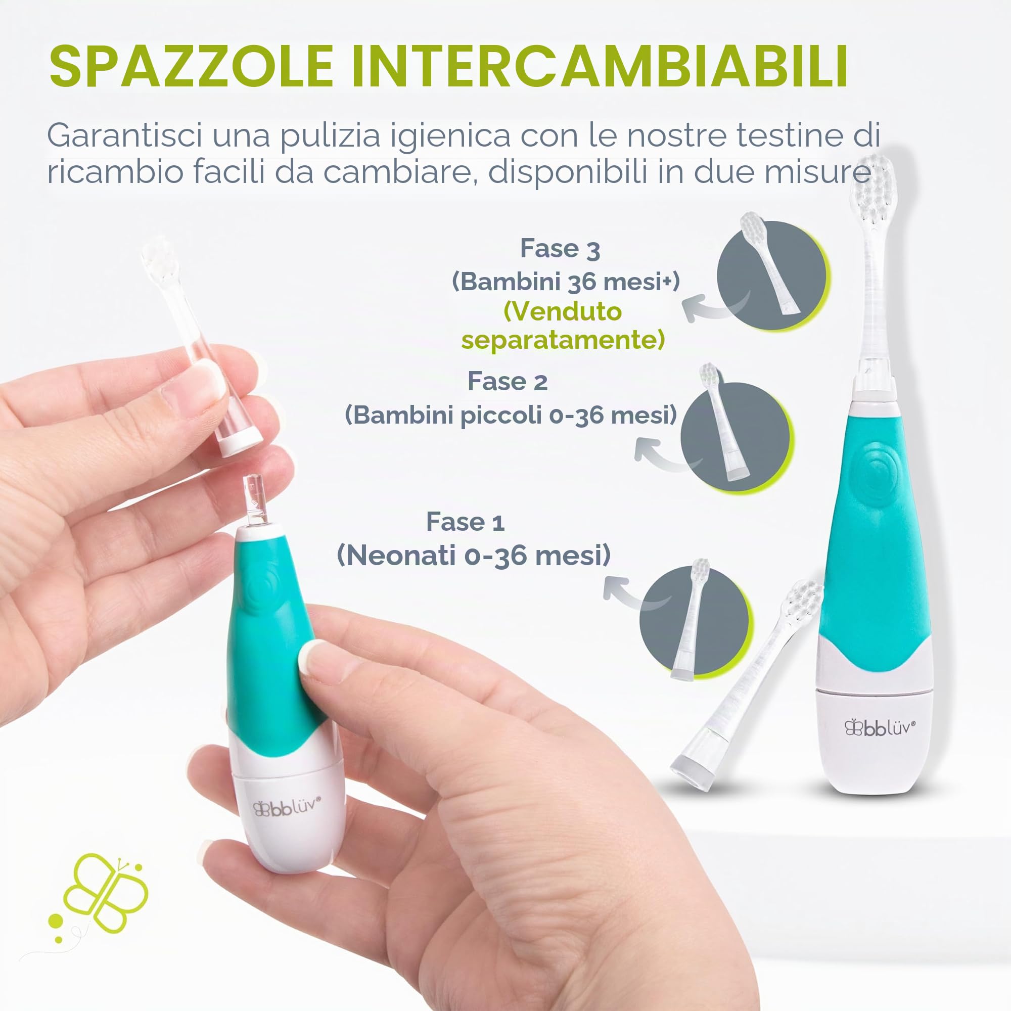 Spazzolino Elettrico Per Bambini e Neonati Con Luce Led