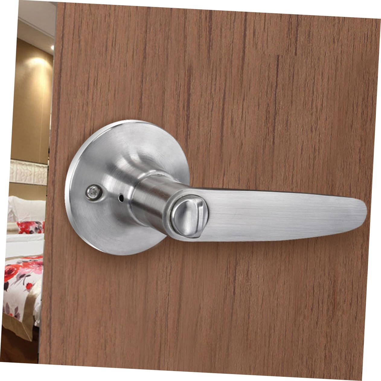 Serrure De Porte Intérieure Sécurisée à 3 Barres En Alliage De Zinc Antirouille, Poignée Ergonomique Pour Salle De Bain Et Chambre, Silencieuse, Usage Domestique, 1 Unité