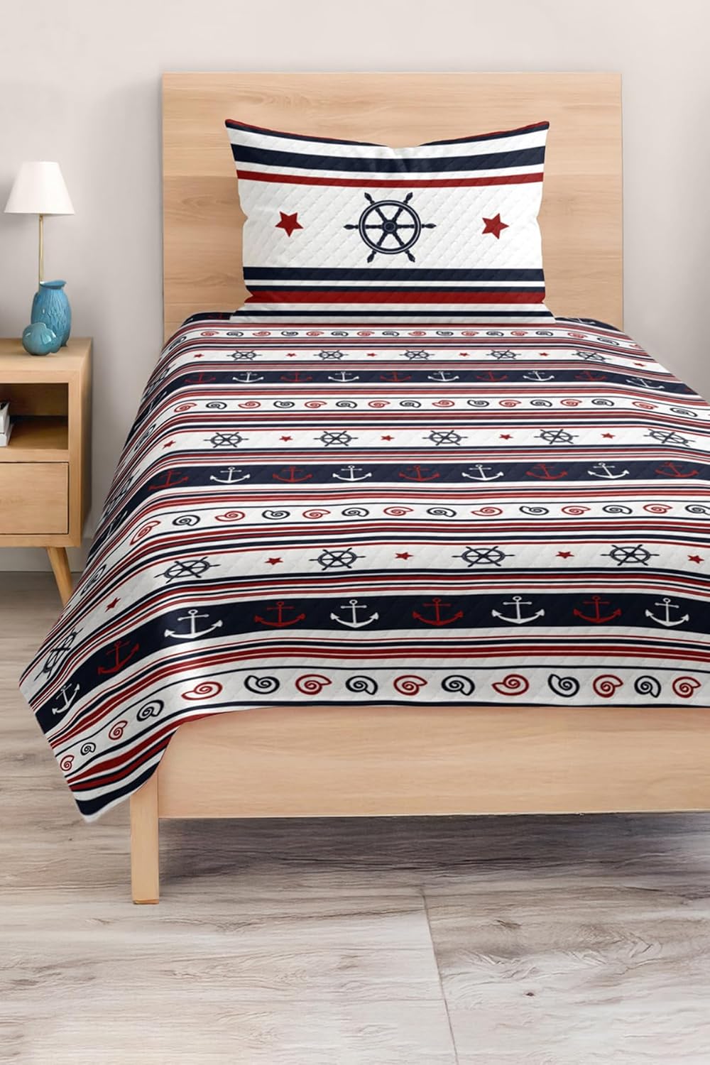 SODEF Single Quilt Set Sea Theme Kids and Teens Room Bedspread Cover, 3D Digital Print, 2 Piece Cotton Polyester Blend - Multicolor, One Size