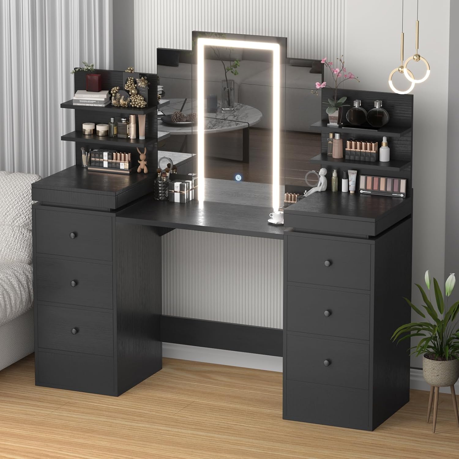 57.1 W Vanity Makeup Table with Lighted Mirror Nepal | Ubuy
