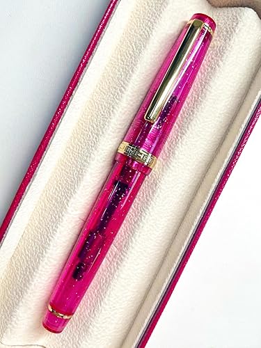 Miniatura 3 de JinHao 82 - Pluma estilográfica transparente, mezclada, colorida, fluorescencia, acrílico, punta fina, oro, con juego de convertidor de tinta, 4