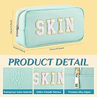 Vista 3 de Cunno 4 Piezas Bolsas de Maquillaje Preppy de Chenilla con Letras Bolsa de Cosas de Nailon Estuches Cosméticos con Cremallera para Mujeres Viaje