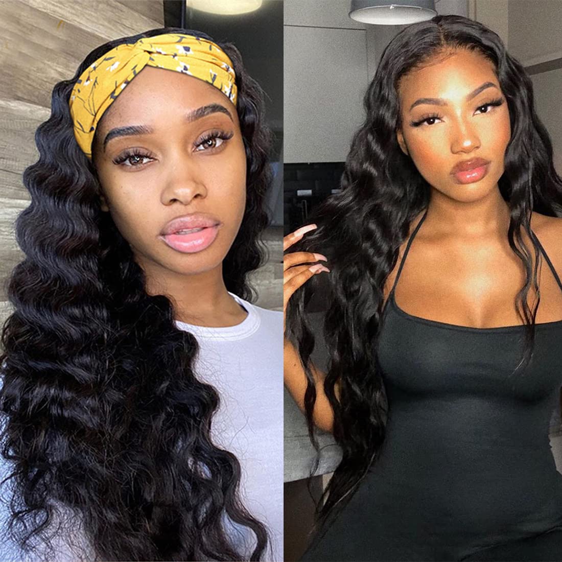 Synthetic Deep Wave Bundles with Closure 26 Inch Deep Wavy Hair 3 Bundles with Closure Hair Bundles Natural Black Color For Black Women
