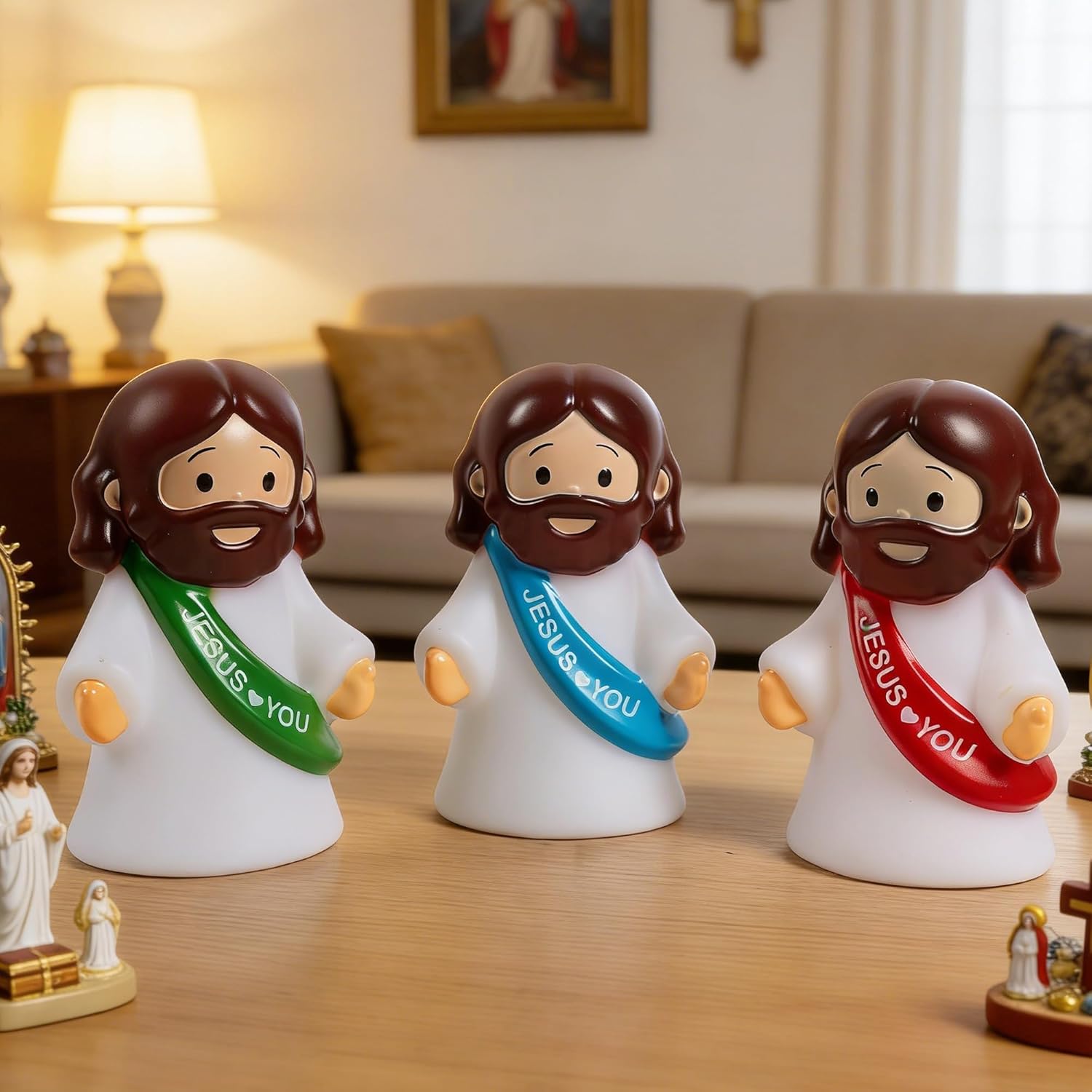 NEROSUN 3 Pack Easter Jesus Night Light Lamp, LED Tap-Dimmable Bedside Touch Lamp, Jesus Love You Christian Decor Gift for Bedroom Church Prayer Corner