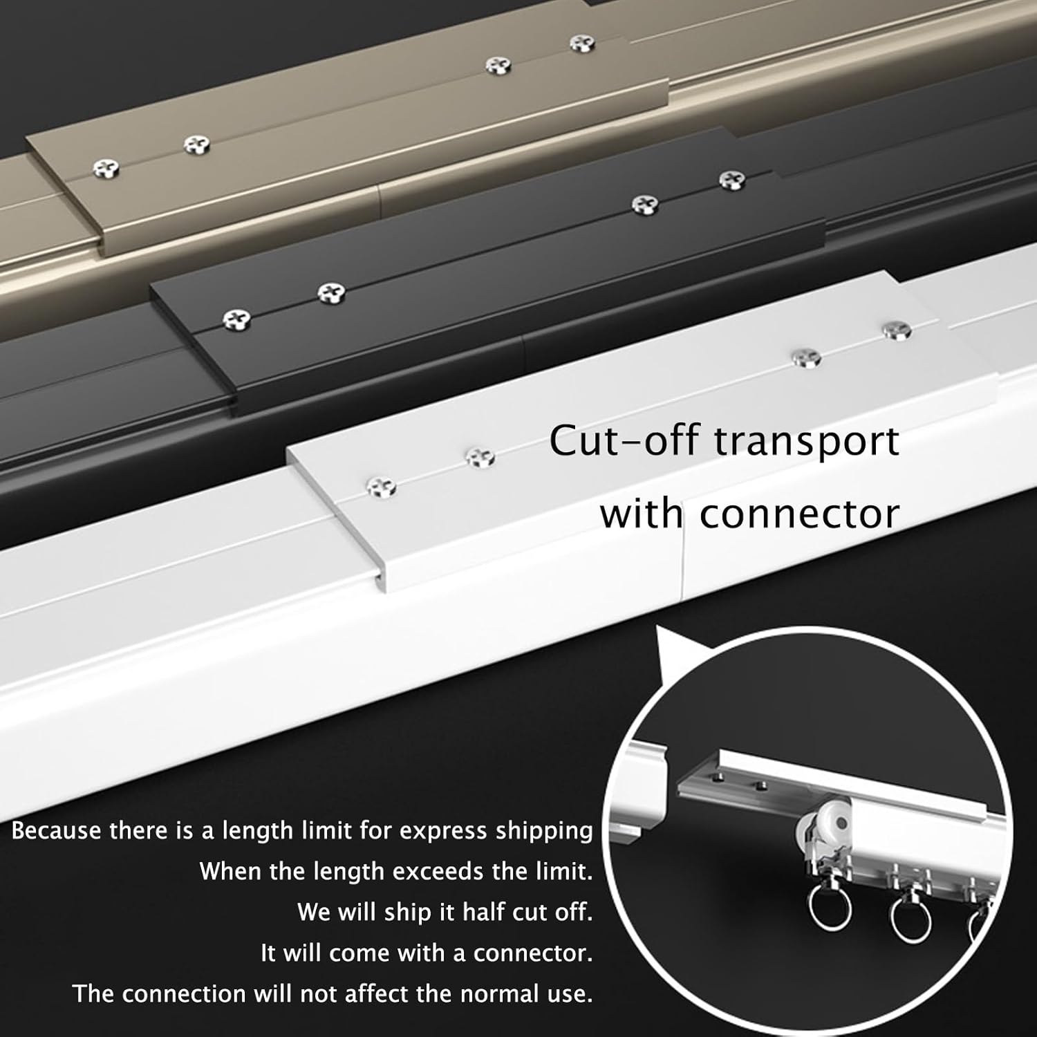 Aluminium Curtain Track Rails Ceiling Or Wall Mount System, with Sturdy Bearing Wheel, Can Hang Heavy- Duty Luxury Curtains, Room Divider Shower Rods 50~600cm,1 Piece (Color :