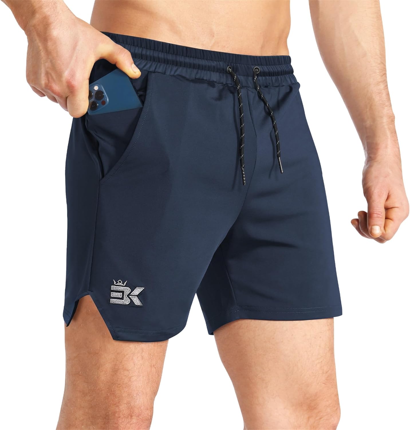 BROKIG Men's Inzip Lightweight Gym Workout Shorts,5 Inch Fitted Athletic Lifting Bodybuilding Shorts with Zipper Pockets