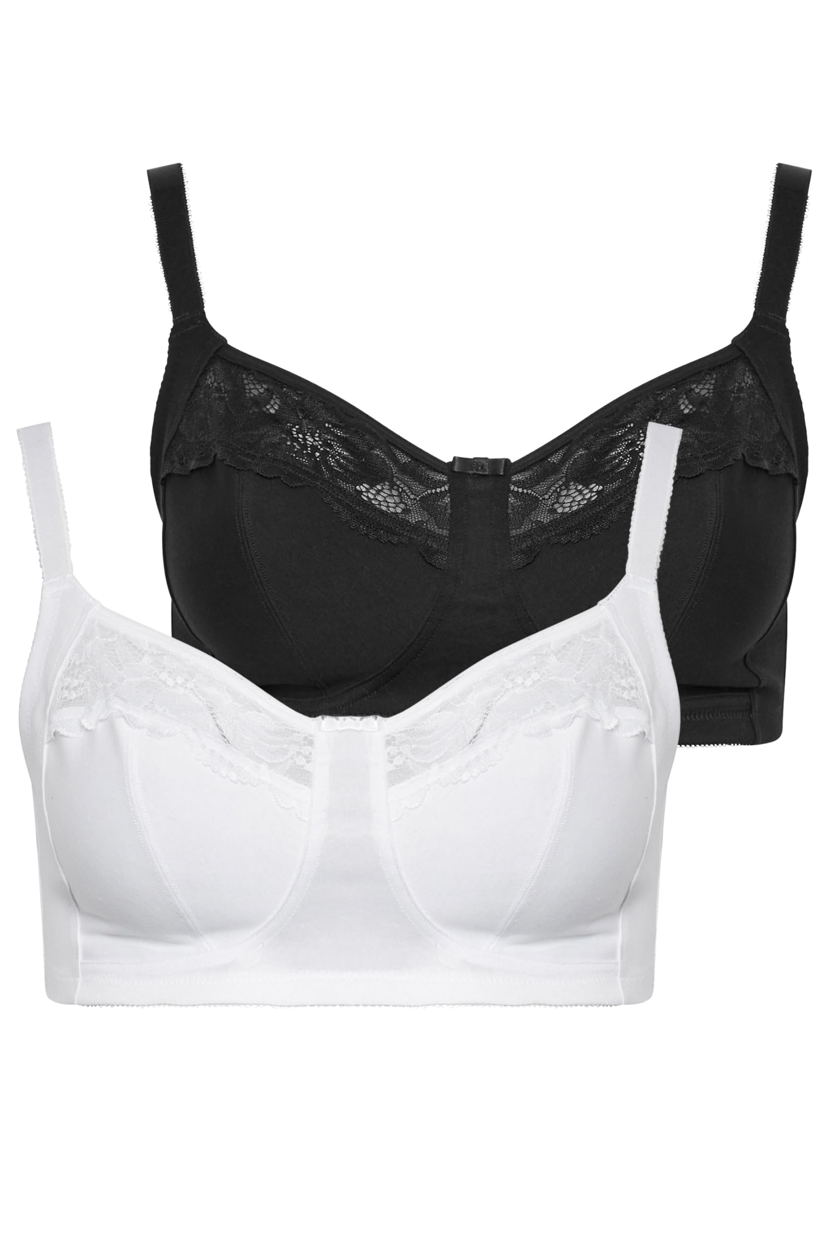 Yours Women's Multi 2 Pack Lace Trim Bras 44D