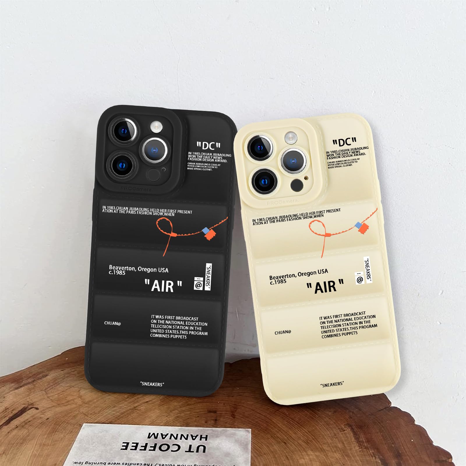 nurkorki [2 Confezioni Puffer Cover per iPhone 13 6,1,Soft Touch,Custodia in TPU con Protezione,Moda Ins Off Sports Shoes White or Black Label Disegni Morbido Silicone Antiurto Case