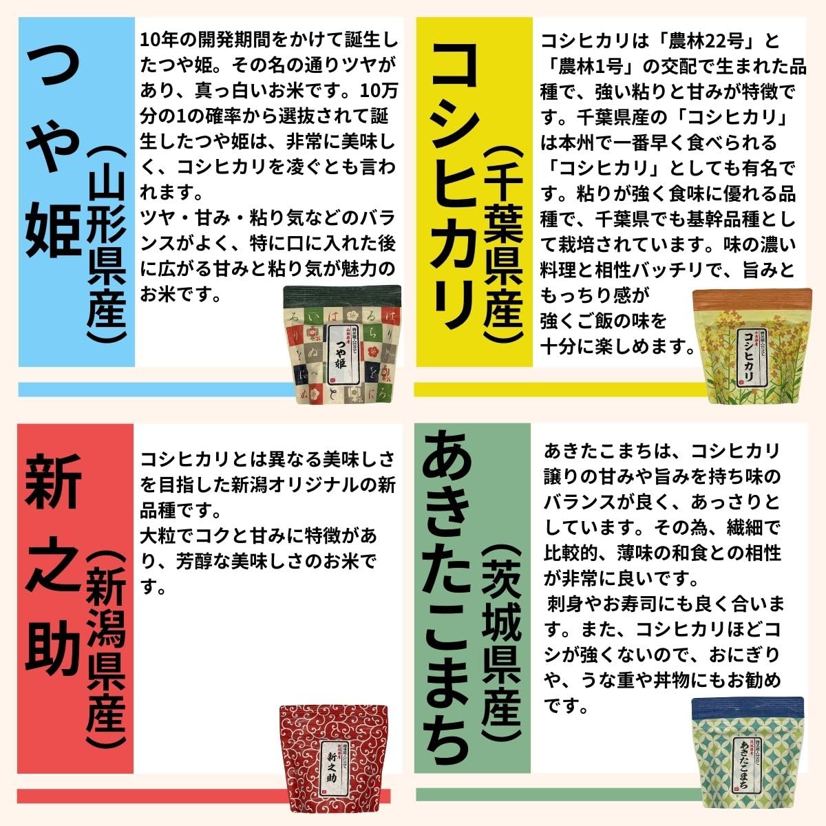 Amazon.co.jp: 無洗米 米 詰め合わせ 一合 食べ比べ 1合 コシヒカリ
