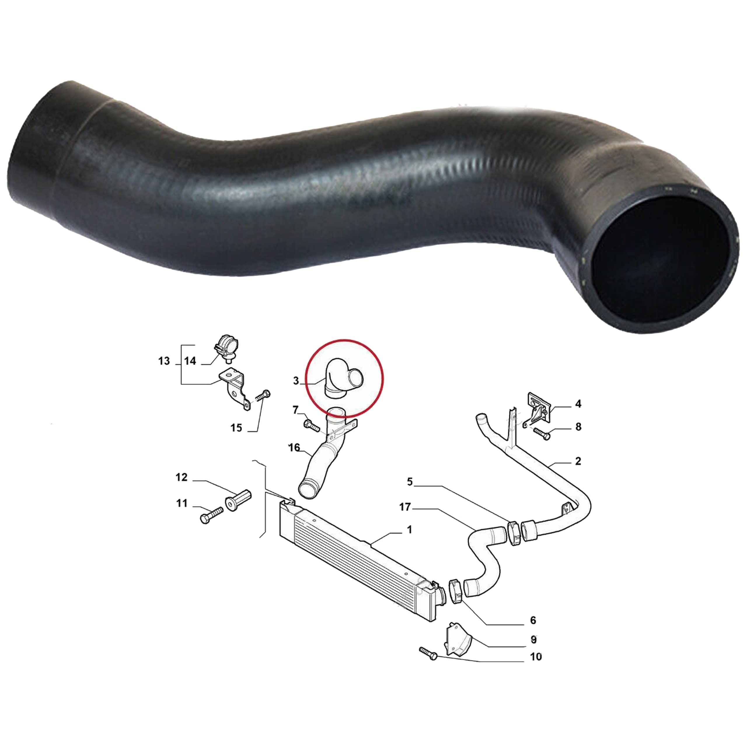Tuyau de refroidissement turbo compatible avec Boxer Relay Ducato à partir de 2006 - 135077080 0382KA 0382JC