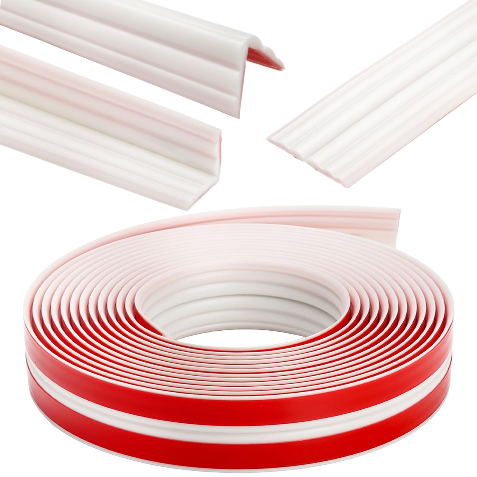 16.4 Ft Wall Corner Protector Peel and Stick, Wall Trim Molding Inside and Outside, Self-Adhesive Flexible Trim Furniture Edge Guard for Wall Edge, Ceiling, Countertop, White, Easy to Install