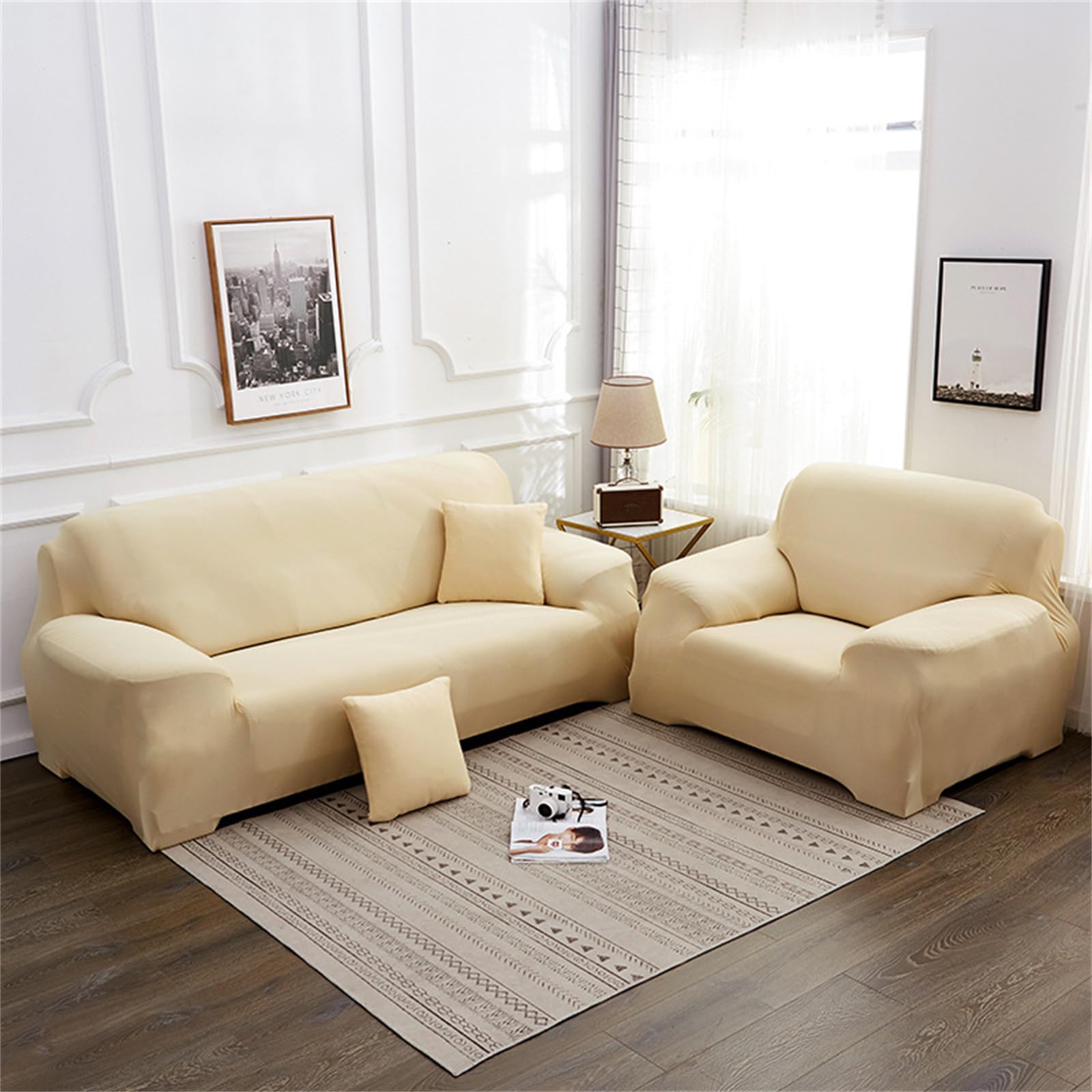 Housse de canapé extensible 1 à 4 places en tissu élastique universel