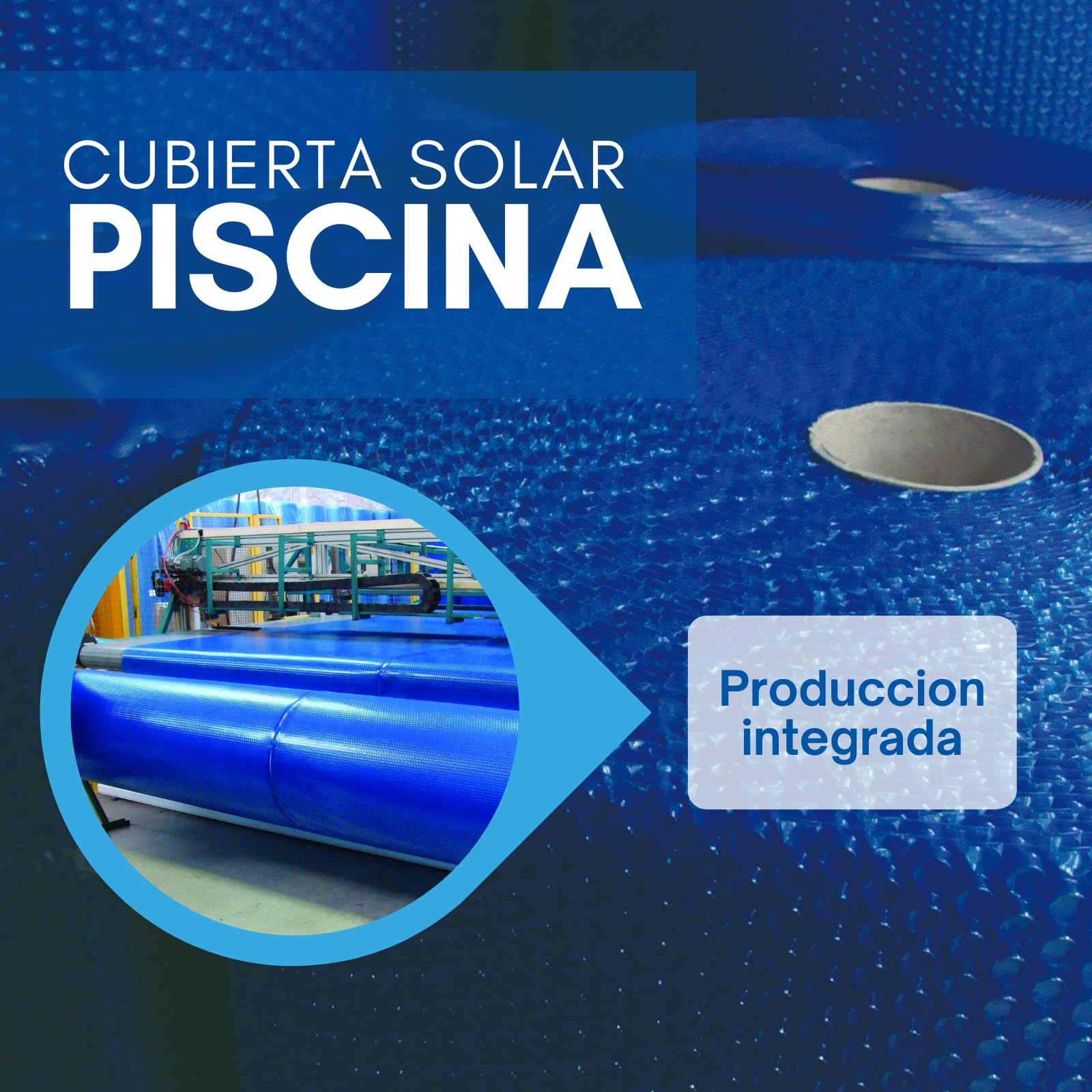 Bache Solaire 295x478 Bleue Foncée 180 Microns sans Ourlet EDG pour Piscine Tubulaire 305X488 Gamme EDG Confort