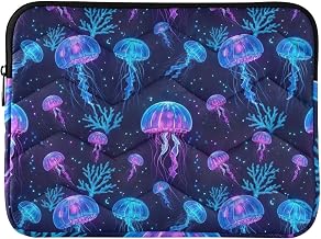 Vibrant Jellyfish Purple Puffy Computer Sleeve | Computer Sleeve for Work and School, Padded Polyester Exterior and Top-zip Access