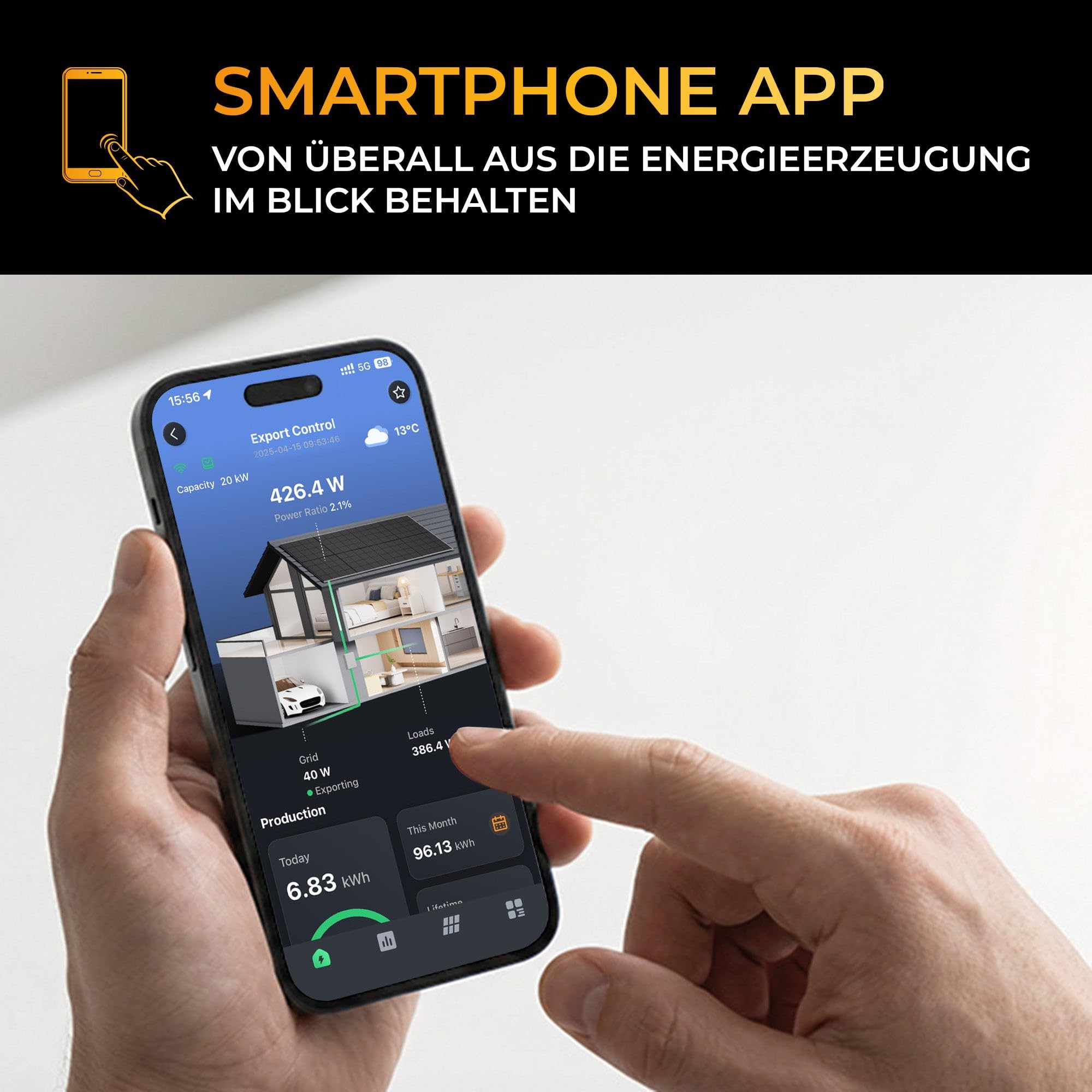 Kleines Kraftwerk 2000W Balkonkraftwerk XL Flachdach-Halterung – 800W Wechselrichter mit WiFi & Bluetooth, 4×500W bifaziale Solarmodule, 15 m Kabel – Solaranlage Komplettset Balkon