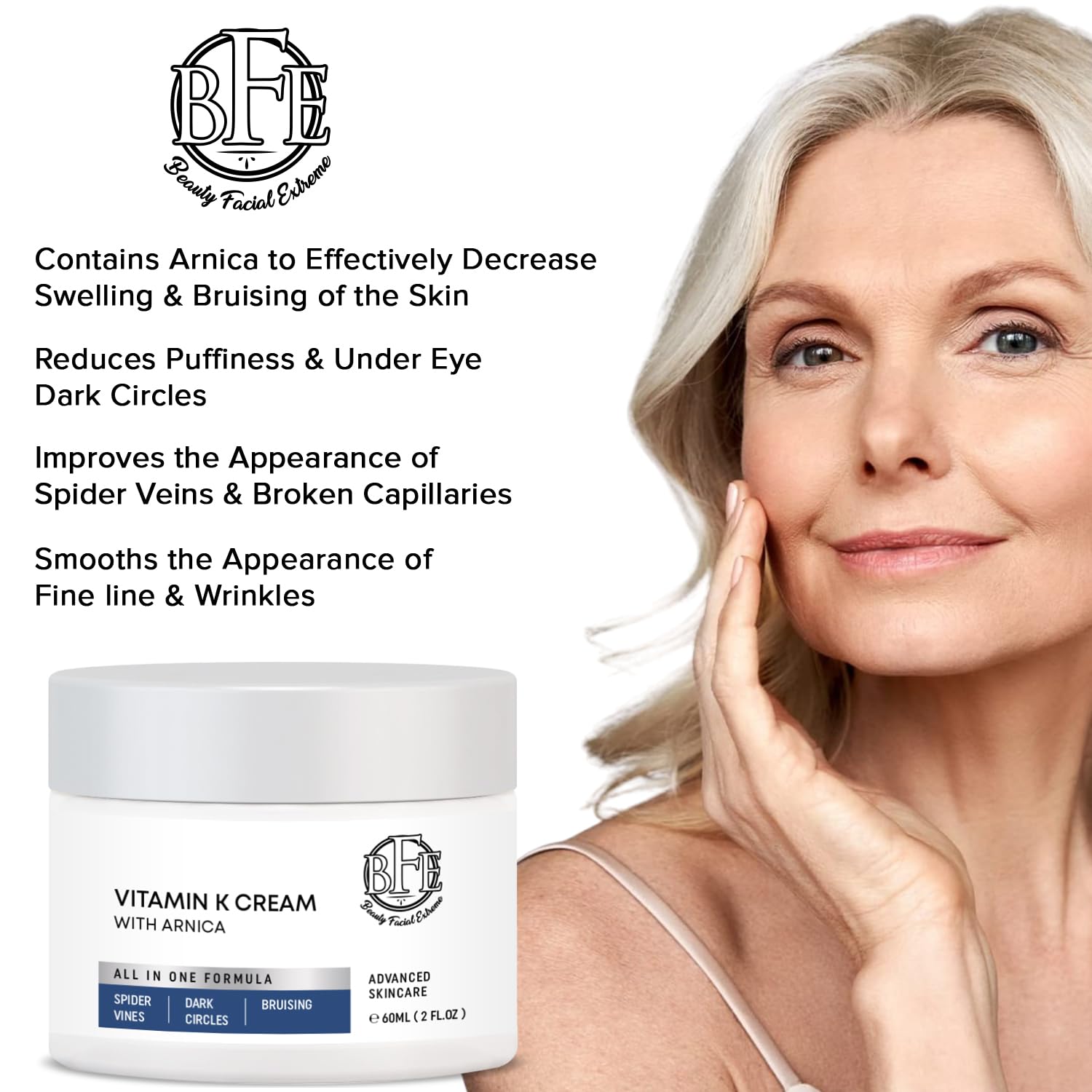 Vitamin K Cream- Moisturizing Bruise Healing Formula. Dark Spot Corrector for Bruising, Spider Veins & Broken Capillaries. Reduces Under Eye Dark Circles, Fine Lines, Puffiness, & Wrinkles. - Image 2