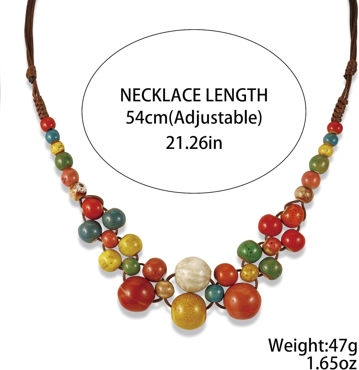 Dr's gift Boho Beaded Necklace for Women Chunky Statement Colorful Ceramic Beaded Necklace Bohemian Hippie Vintage Jewelry - Image 6