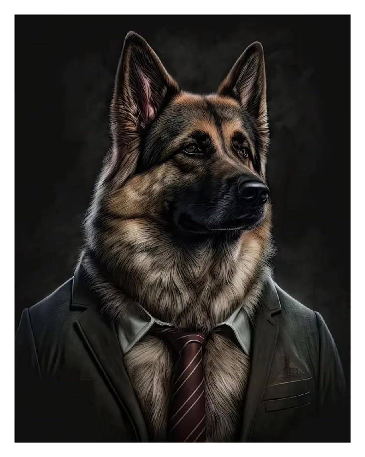 Art mural de caniche en costume pour habiller un mur vide avec humour