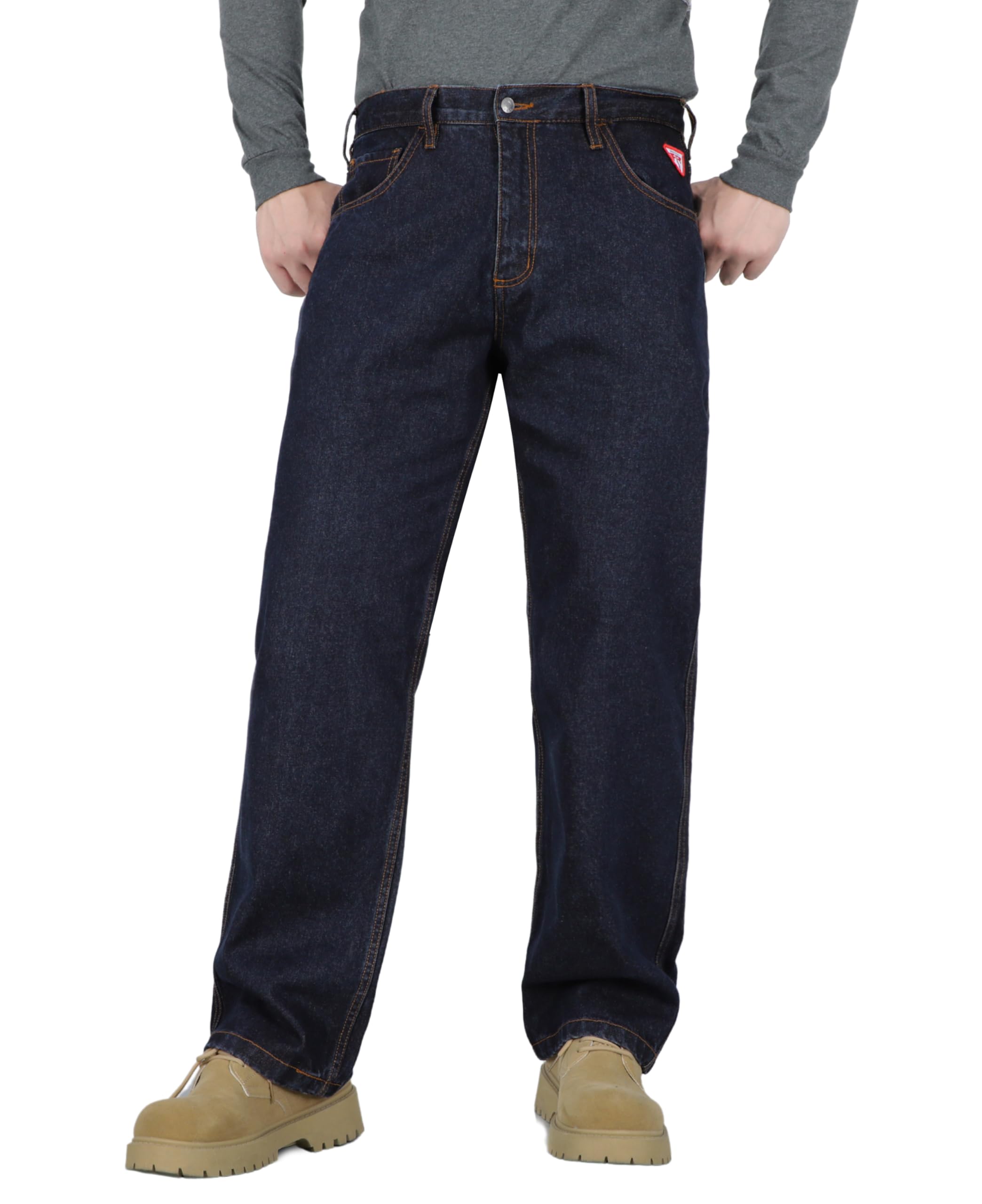 TICOMELA FR Jeans for Men Flame Resistant Pants 11.5oz 100% Cotton Heavy Duty Denim Pre-Washed Relaxed FR Jeans