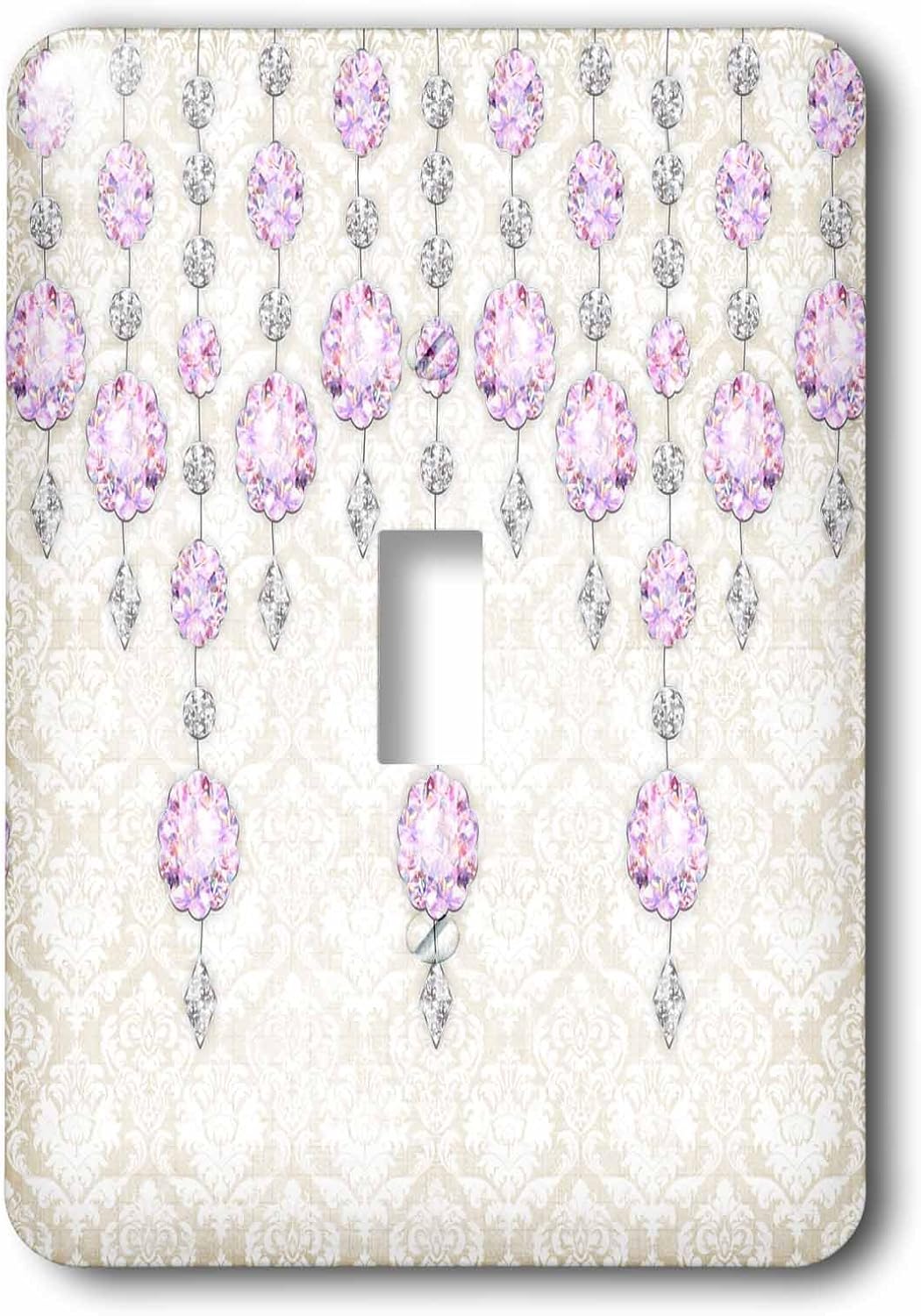 3dRose lsp_211113_1 Purple Sparkle Jewels Over A Light Damask Single Toggle Switch