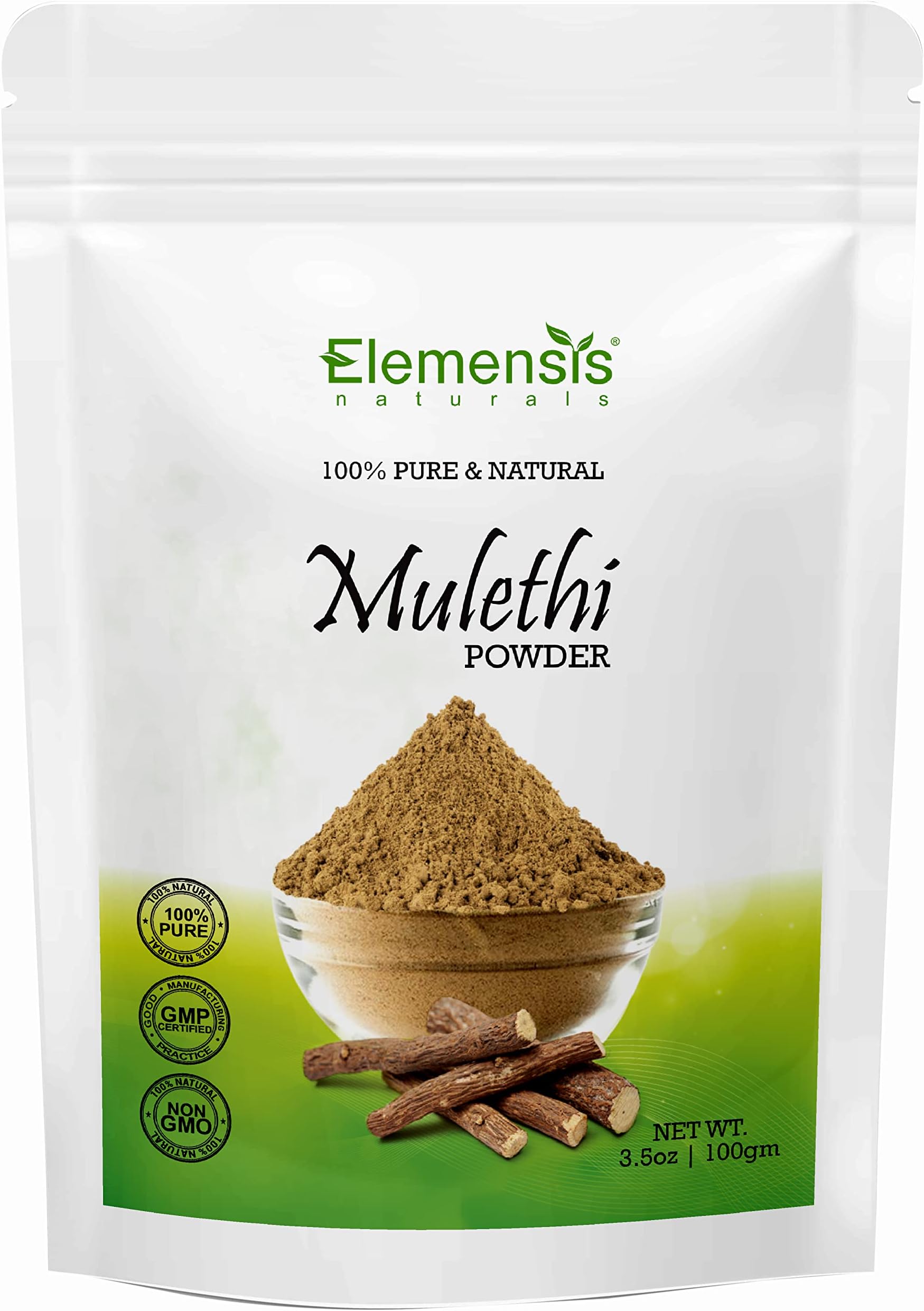Elemensis Naturals Pure & Natural Mulethi Powder For Skin Whitening, Licorice Powder For Body, Skin and Hair, 100gm