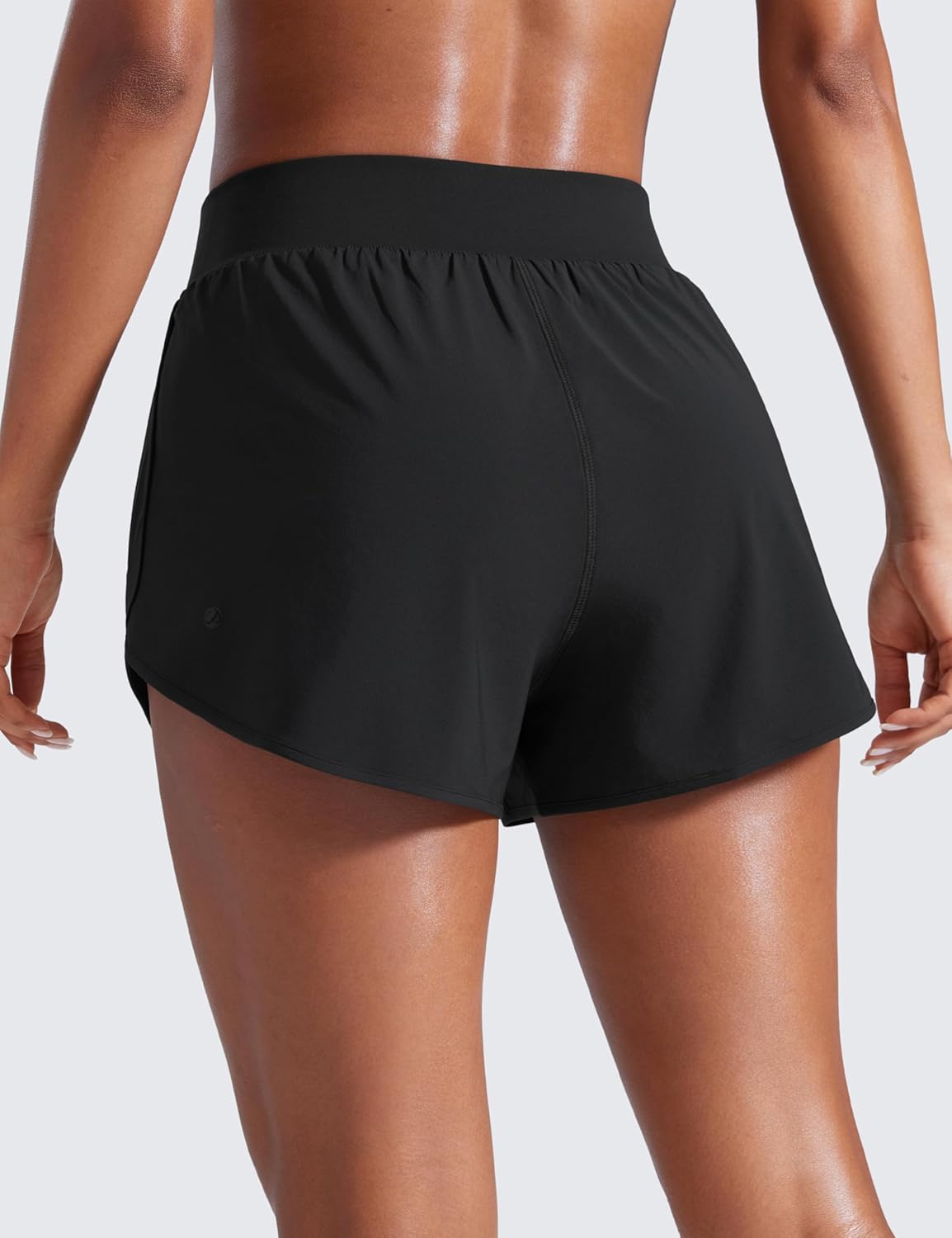 CRZ YOGA Dolphin Flat Waist Athletic Shorts for Women 3" - High Rise Quick Dry for Running Workout Gym Track with Zip Pockets - Image 2
