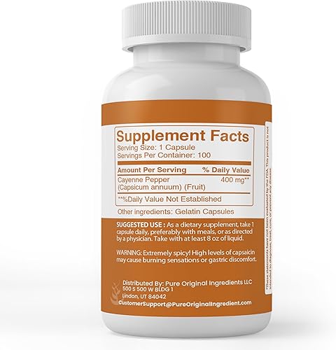Vista 5 de Pure Original Ingredients Pimienta de Cayena, (100 cápsulas) siempre pura, sin aditivos ni rellenos, verificado por laboratorio