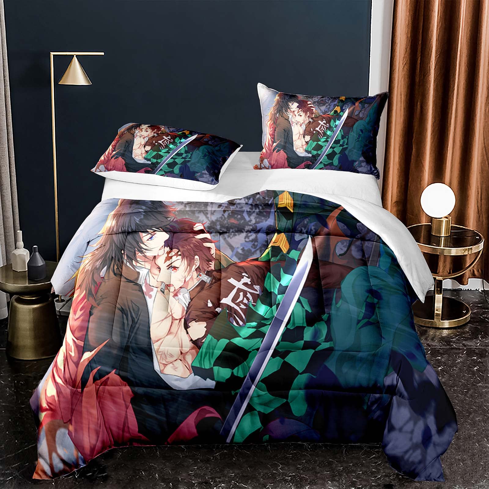 Parure De Lit 3 Pièces Anime 3D - Couette 200x200 Cm + 2 Taies - Microfibre Polyester - Sans Housse