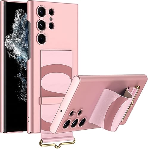 AdirMi Funda para Samsung Galaxy S23S23 PlusS23 Ultra, funda de goma de gel de silicona suave y flexible con soporte de pulsera, elegante diseño