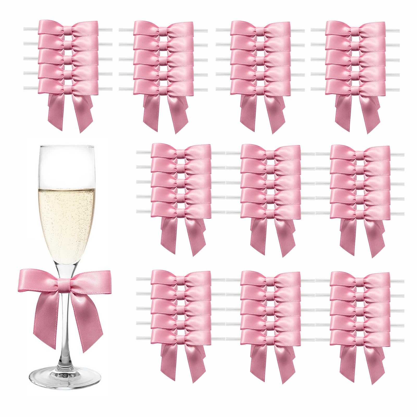 MORSUNBELA Pack of 50 Gift Bows Gift Bows Small Bows Gift Decoration for Gift Wrapping Christmas Decoration Dusky Pink