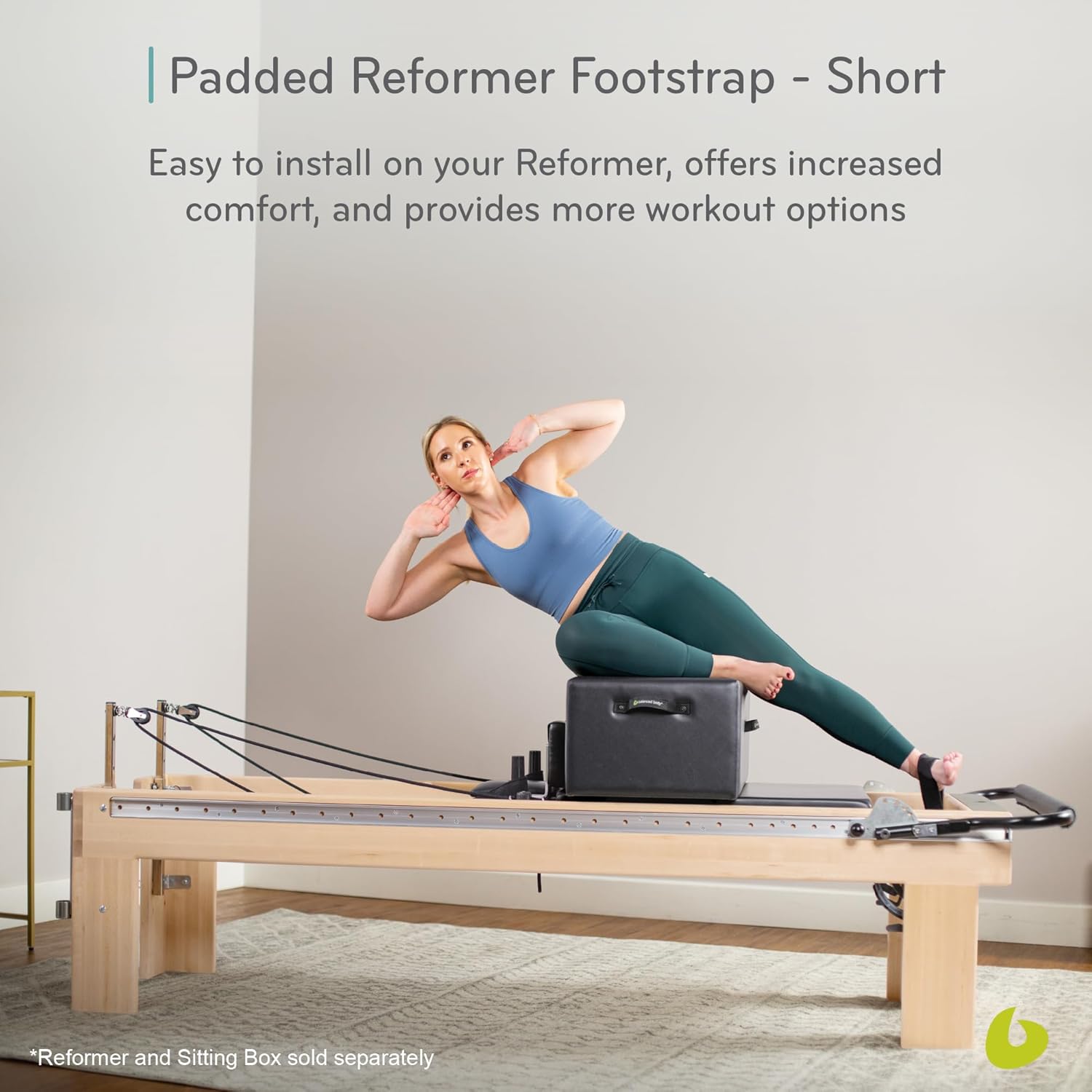 Balanced Body Short Cotton or Padded Footstrap for Pilates Reformer, Compatible with Studio Reformer with Classic and Infinity Footbar, Clinical, Fletcher, and Rialto Reformers, Accessory, 25.5 Inches