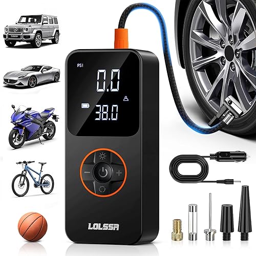 Inflador de neumáticos, compresor de aire portátil, bomba de aire eléctrica inalámbrica de 150 PSI para automóvil, motocicleta, bicicleta, bola, con