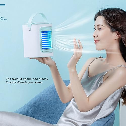 Miniatura 8 de Pwshymi Enfriador de aire acondicionado, mango de cuero USB, ventilador de aire acondicionado, rejilla uniforme para dormitorio, enfriador de aire