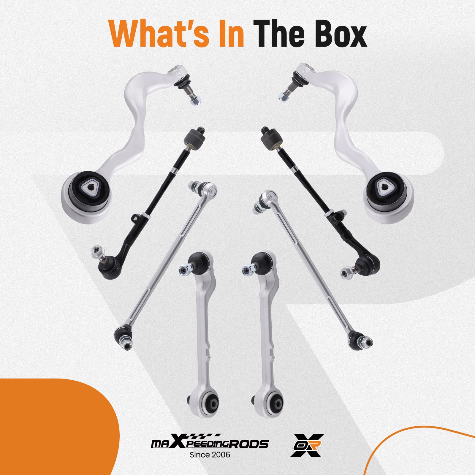 maXpeedingrods Kit de 8 bras de suspension avant pour BMW Série 1 et Série 3 E81 E82 E87 E88 E90 E91 E92 E93 : bras de suspension, biellettes triangulaires, barres stabilisatrices, avant