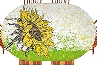 Vista 32 de Mantel ajustable de girasol, patrón de campo rural inspirado en el arte popular, casa de campo, granja, mantel impermeable para interiores y Verde