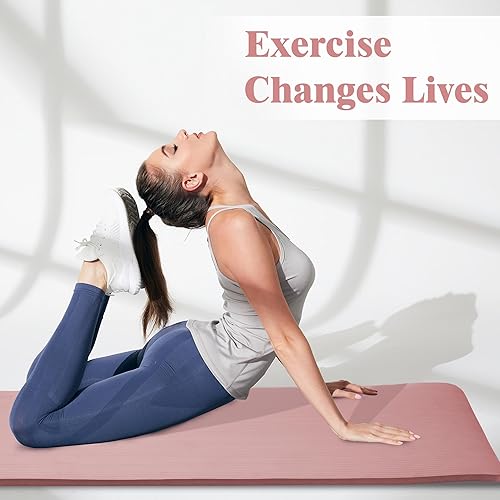 Miniatura 6 de BalanceFrom Tapete de yoga de 1 pulgada extra grueso de alta densidad con superficie antideslizante y correa de transporte para hombres y mujeres,