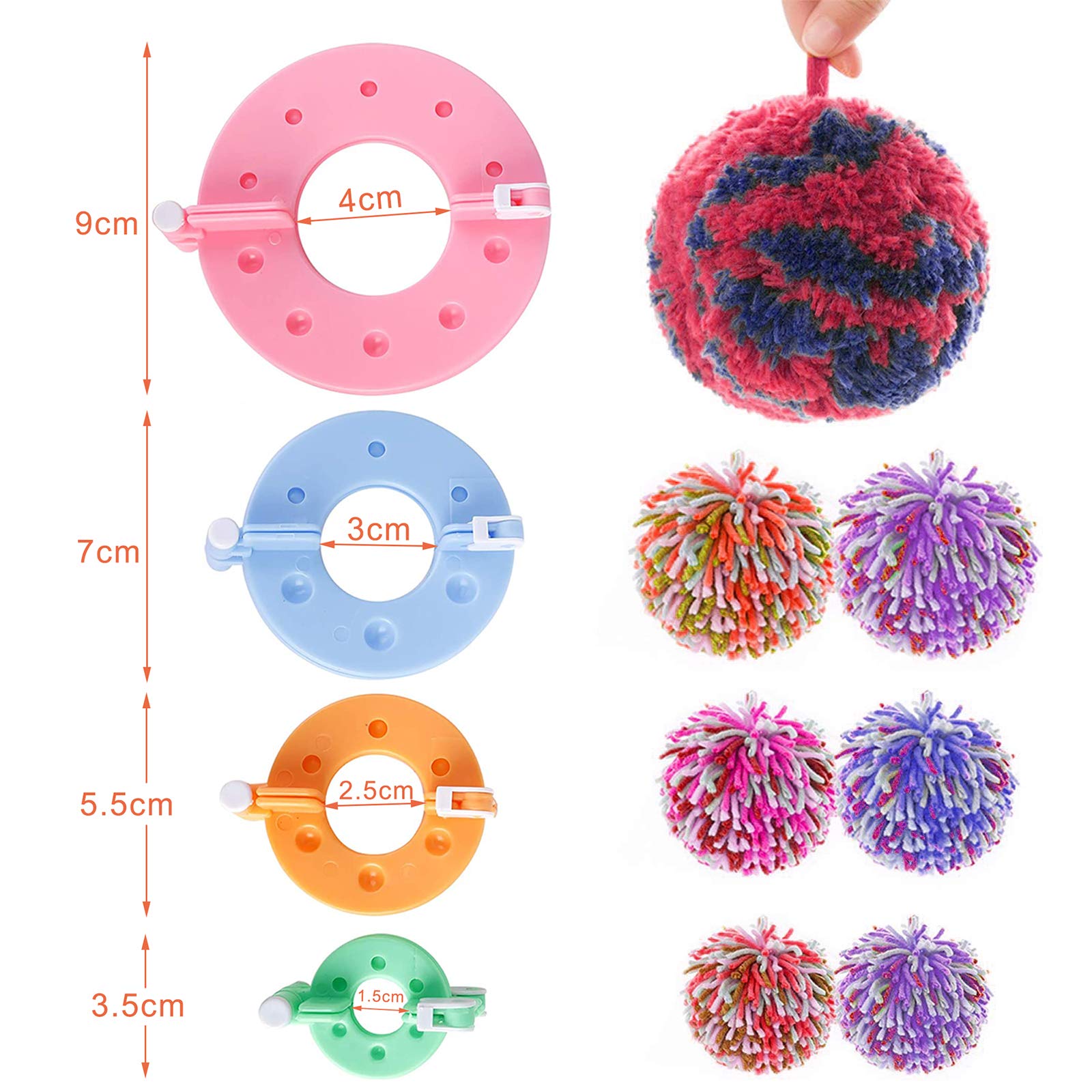 Kit Pompon Maker 8 Pezzi - Telaio Per Realizzare Pompon In Lana, 4 Misure
